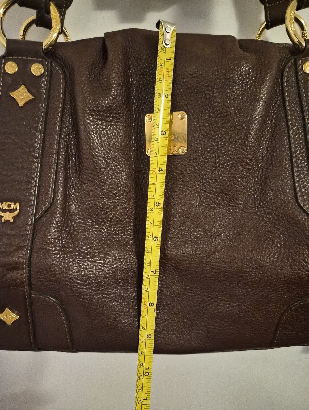MCM Brown Leather Tote Bag with Gold Hardware - Picture 9 of 16